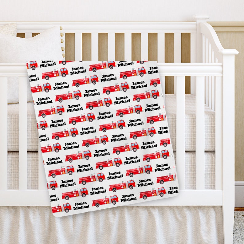 Personalized Baby Blanket Boy Fire Truck Baby Blanket Etsy