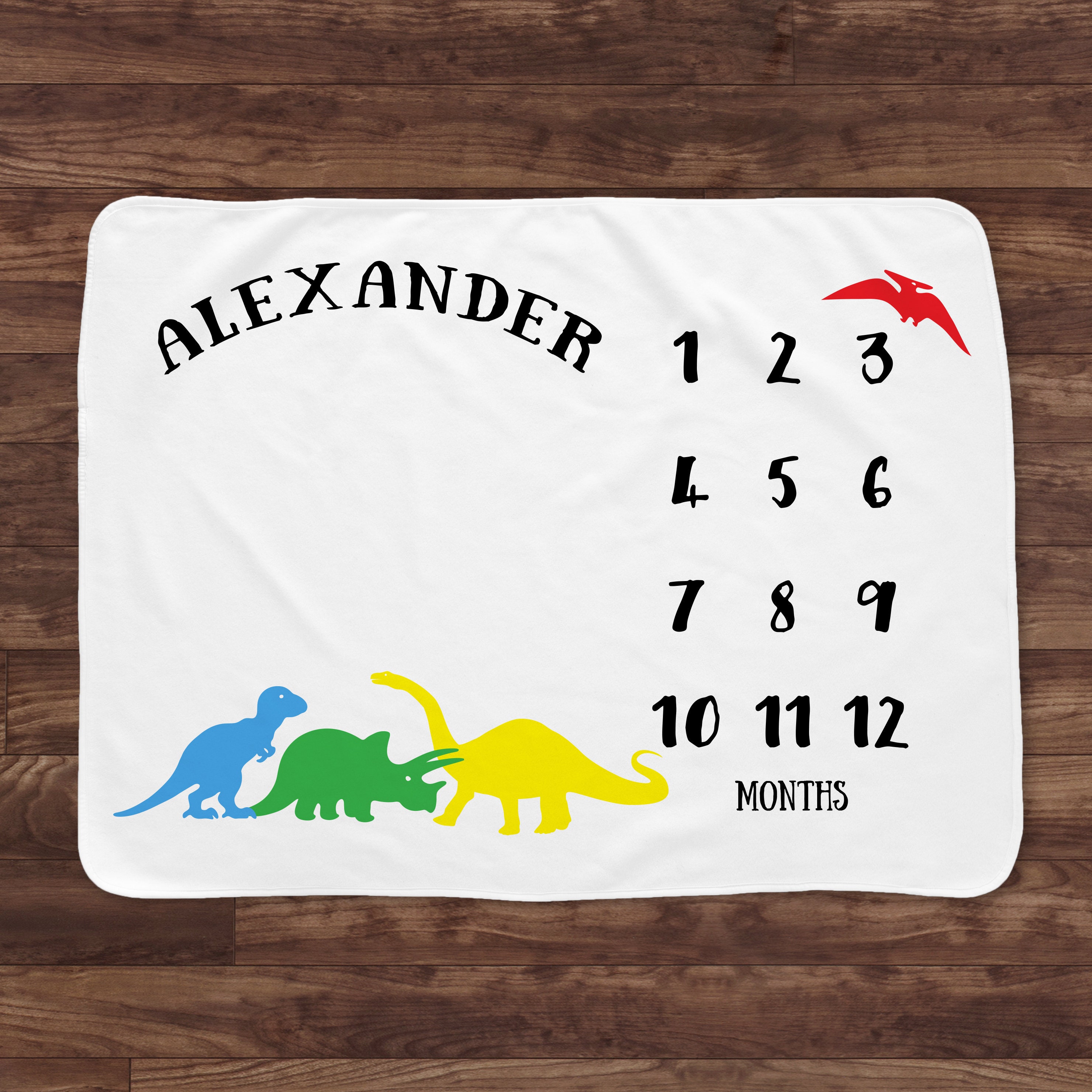 Baby Milestone Blanket Dinosaur Baby Month Blanket Boy Etsy
