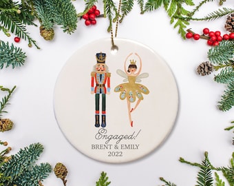 Nutcracker Christmas Ornament "Engaged" | Perfect personalized keepsake gift for Newylweds | 2021