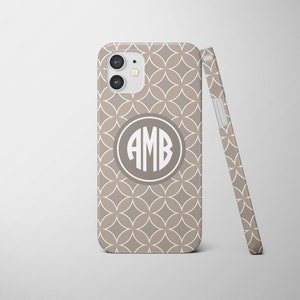 Personalized iPhone Case: Modern Beige Monogram, Custom Colors