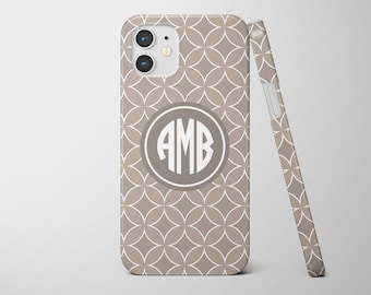 Personalized iPhone Case: Modern Beige Monogram, Custom Colors