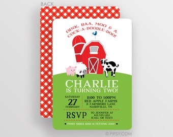Farm Birthday Invitation: Barnyard Animals, Girl or Boy