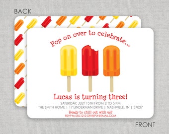 Popsicle birthday party invitation