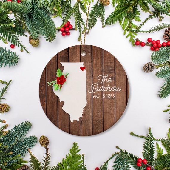 Illinois Christmas Ornament, New House, Illinois Graduate, First Year at College, Chicago, Just Moved Ornament Personalized, 2021 Il_570xn