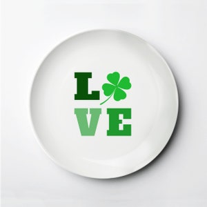 St. Patrick&#39;s Day, ThermoSāf® reusable plate, love, dishwasher, microwave safe, personalized