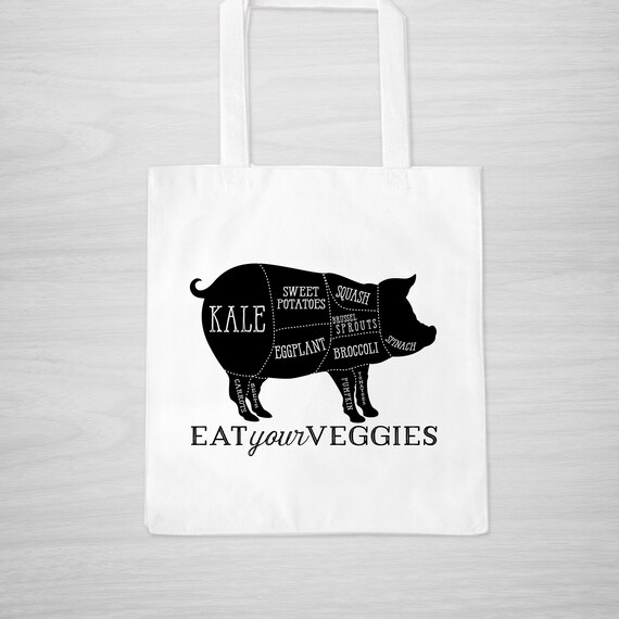 Veggie Pig Tote Bag - Barbecue - Vegan - Carnivore - Funny Totebag - gift for vegetarian Il_570xn