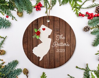 New Jersey Christmas Ornament, New Home, Graduate, College, Just Moved, New Job Ornament Personalized, Military family keepsake
