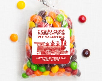 Valentine's Day Stickers -  "I CHOO CHOO choose you" - Vintage Train - 12 per sheet or print at home digital file