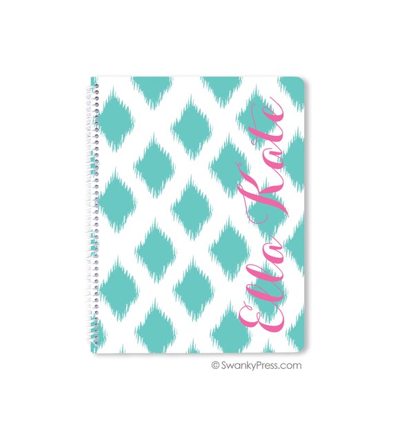 Personalized Spiral Notebook - ikat School Supplies - Pick Your School Colors and Monogram Notebook Il_570xn