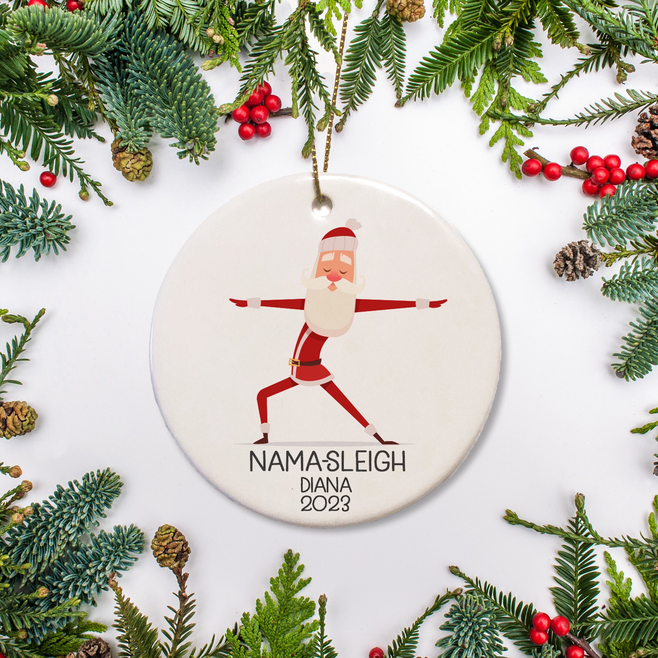 Yoga Christmas Ornament, Yoga Santa 
