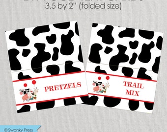Party Animals - Farm and Barn Animal Party - Food Labels - Printable DIY with fully editable text