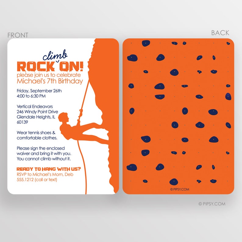 Rock Climbing Invitation Boy Birthday Party Rock Climbing Rock On Birthday Invitation image 2