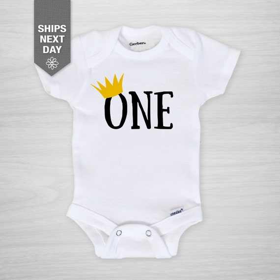 First Birthday personalized Onesie® with crown, Sizes up to 12 months - Baby Gerber Onesie® Il_570xn