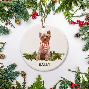 Yorkshire Terrier Christmas ornament, personalized with your Yorkie's name, dog gift