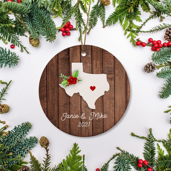 Texas Christmas Ornament, New House, University Graduate, First Year at College, Just Moved Ornament Personalized, 2021 Il_570xn