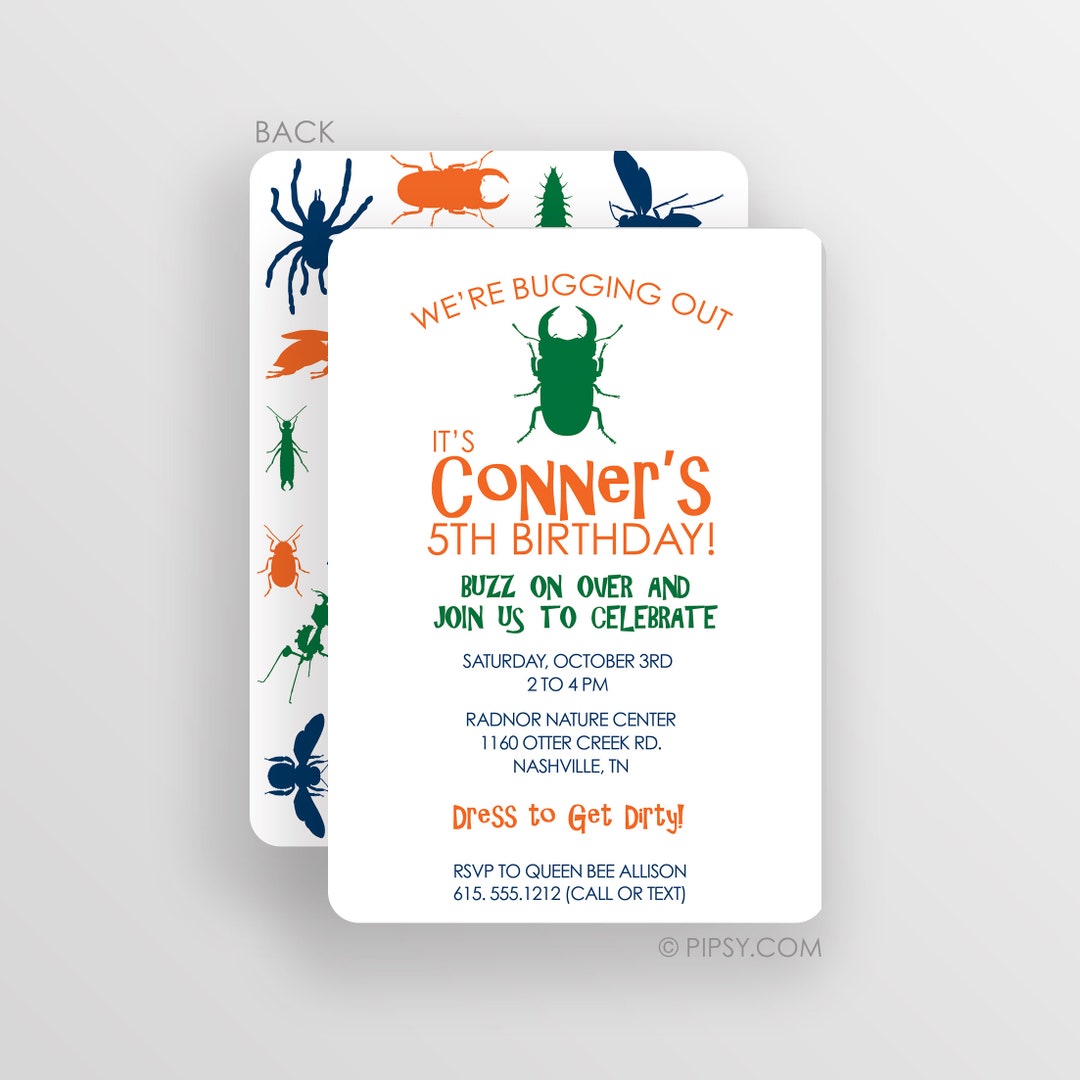 Bug Party Birthday Party Invitations, Bugging Out, Insect Party - Etsy