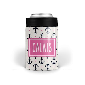 Stainless Steel, Anchors Away 12 oz. Can Cooler - Double Walled - Super Insulated -  Perfect for cans or bottles - Lake days