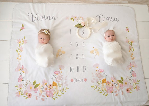 Twin Milestone Blanket Baby Month 