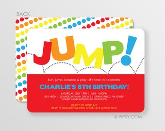 Jump Birthday Invitation, Bounce Invitation, Jump Birthday Party Invitation, Trampoline Party Invitation