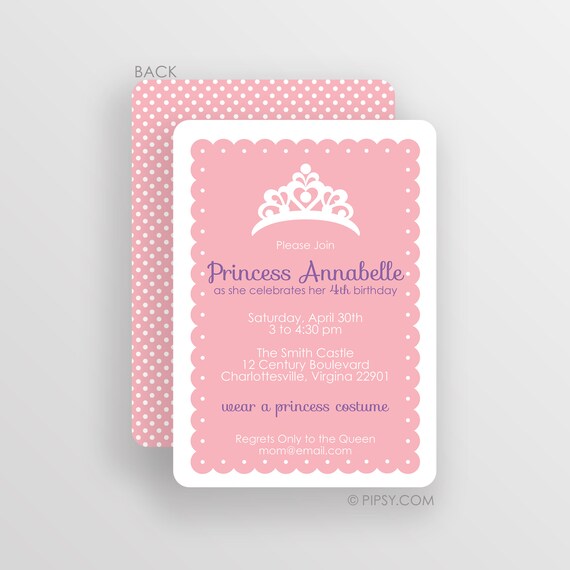 Princess Invitations, Royalty Birthday Party Theme, Dress up party, You choose: Premium Printed Cardstock Invitations or Digital JPG Il_570xn