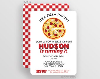 Pizza Party Invitation, Pizza birthday party, Boy or Girl Birthday Party, Pizzaria