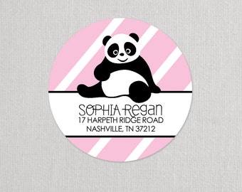 Panda Party Stickers . for Return address, Favors, Treat Bags and Envelope Seals