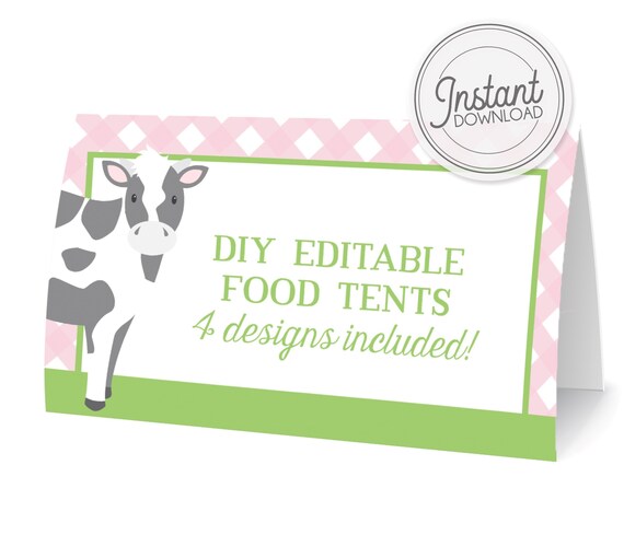 Pink Farm and Barn Animal Party - Food Labels - Printable DIY with fully editable text Il_570xn