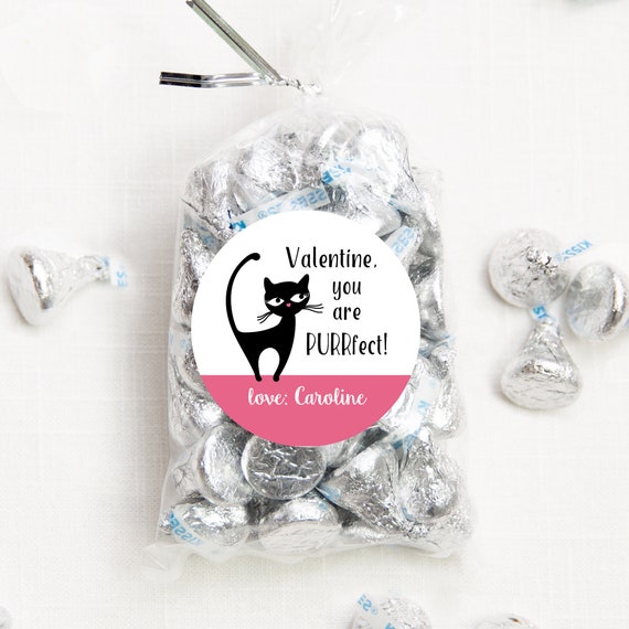 Valentine's Day Stickers - You are PURRfect - Kitty cat kitten stickers - 12 per sheet or print at home digital file Il_570xn