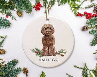 Brown Cockapoo Dog Personalized Ornament Cockapoo Christmas Gift for Dog Lovers Dogs 1st Christmas Family Dog Gift