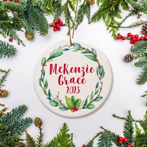 Personalized Baby's First Christmas Ornament: Keepsake Ceramic Ornament