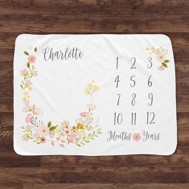 Baby Month Milestone Blanket Blossom Girl Personalized Etsy