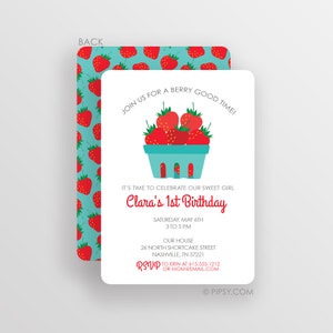 Strawberry Birthday Invitation: Sweet Summer Party (Printed or Digital)