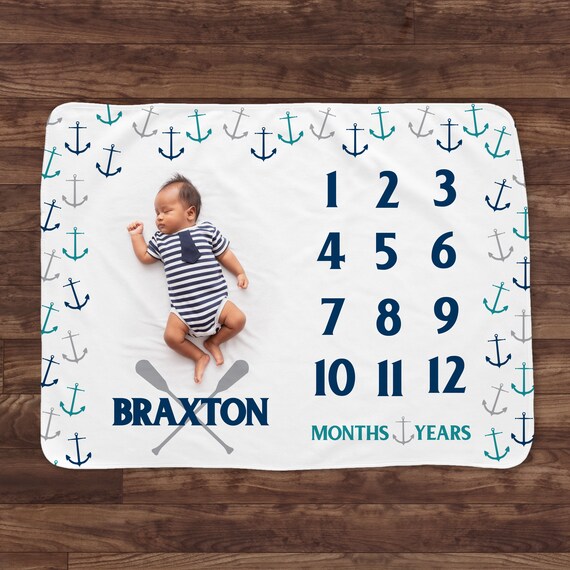 personalized baby monthly milestone blanket