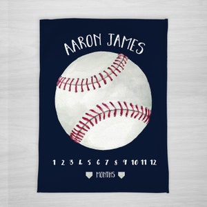 Personalized Baseball Milestone Blanket: Baby Month Blanket, Sports Theme