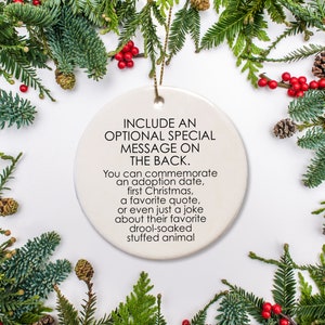 Pipsy's Personalized pet ornaments have the option to include a special message on the back.