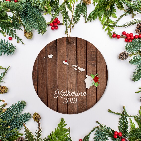 Hawaii Christmas Ornament, New House, Hawaii Graduate, First Year at College, Just Moved Ornament Personalized, 2019 Il_570xn