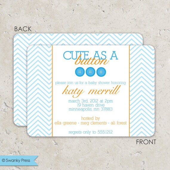 Sip and See Baby Shower Invitations - Cute As a Button Il_570xn