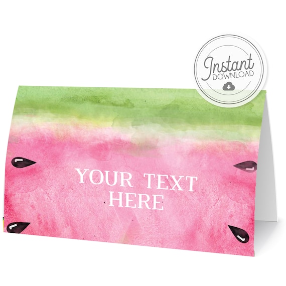 Watermelon Birthday Outdoor Party Food Tent Label - Printable DIY with fully editable text, Templett Il_570xn