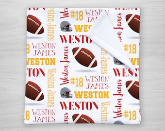 Football Personalized Baby Blanket, Name Monogram, Football - choose your colors, baby shower gift, toddler blanket