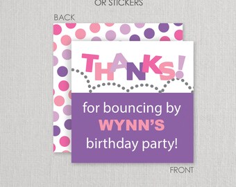 Stickers or Cardstock Gift Tags . Bounce or Trampoline Birthday Party . for Favors, Treat Bags and Envelope Seals