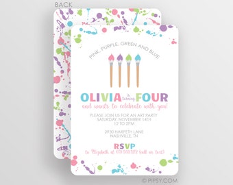 Art Party Invitation, Birthday Paint Party Invite, Custom Personalized Choose Printed on Cardstock or digital JPG