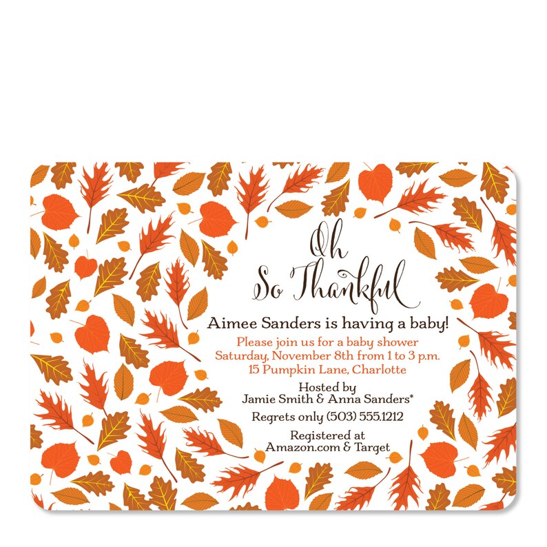 Autumn Baby Shower Falling Leaves Baby Shower Invitation Leaves Baby Shower invitation Fall Baby Shower Invitation