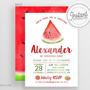 Watermelon Birthday Invitation: Editable Party Invite (Digital Download)
