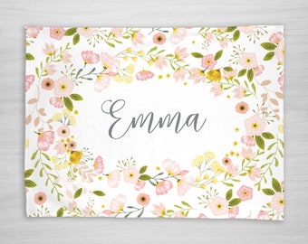 Personalized Baby Blanket Girl, Blossom Floral Baby blanket, Receiving Blanket, Crib Blanket, Swaddling Blanket, Baby Shower Gift