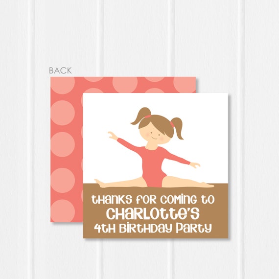 Gymnastics Party Favor Tags or Stickers . Gymnastics Birthday Party for Favors, Treat Bags and Envelope Seals | Swanky Press Il_570xn