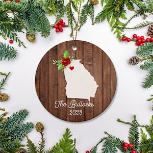 Georgia Christmas Ornament, New House, Graduate, First Year at College, Just Moved Ornament Personalized