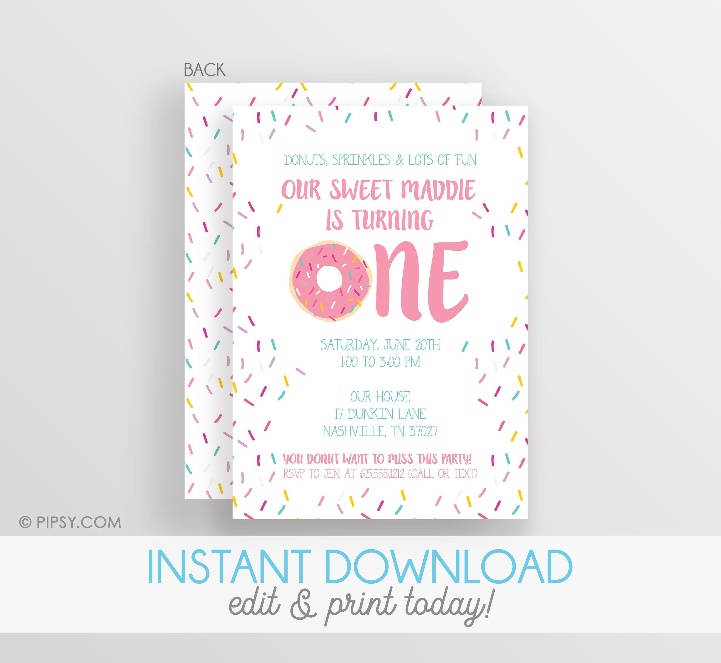 DIY Donut Invitation Printable donut party Invitation Etsy