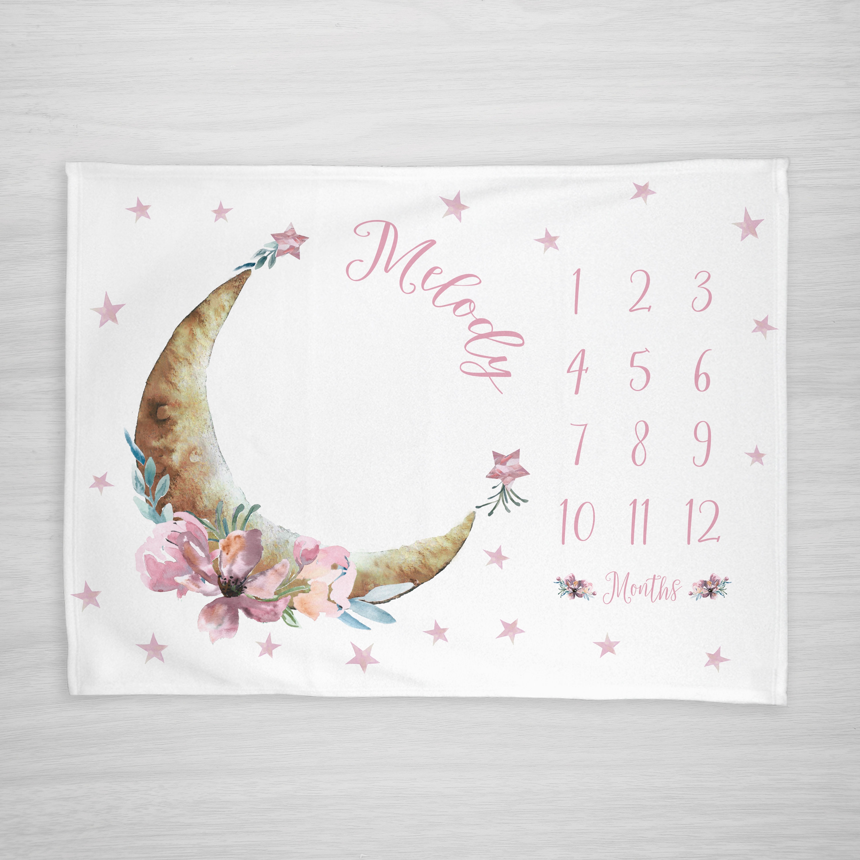 Moon and Stars Baby Milestone Blanket Moon and Stars Blanket Luna