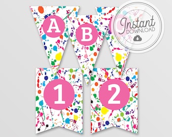 Art Party Banner -  Instant Download DIY Templett - Panting Party Banner, Girl Birthday Banner