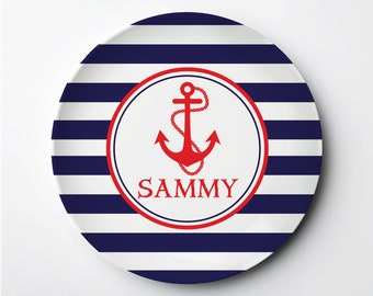 Personalized ThermoSāf® Plate - Nautical Plate - Anchor Plate